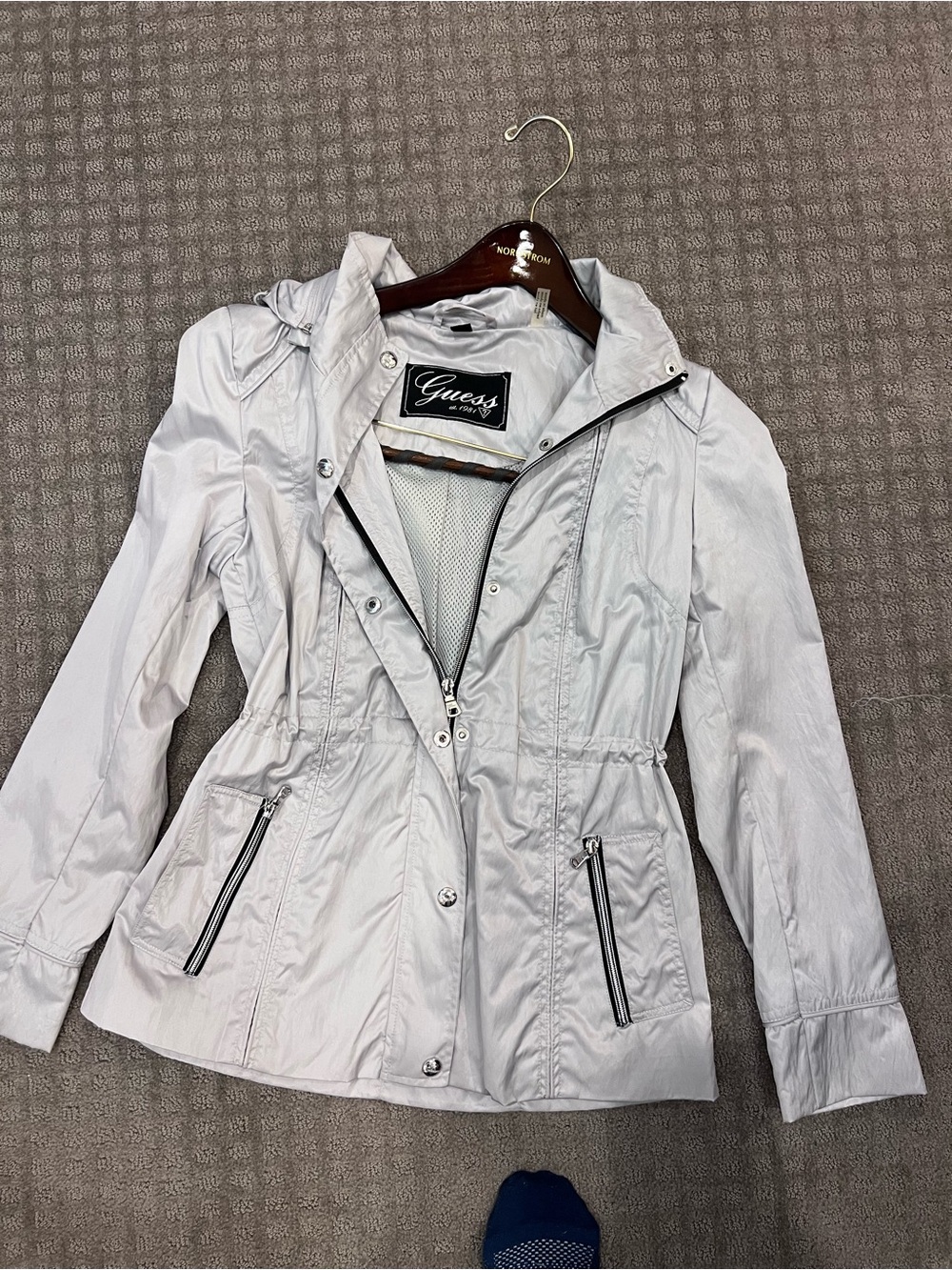 Guess Light Gray Hooded Utility Jacket